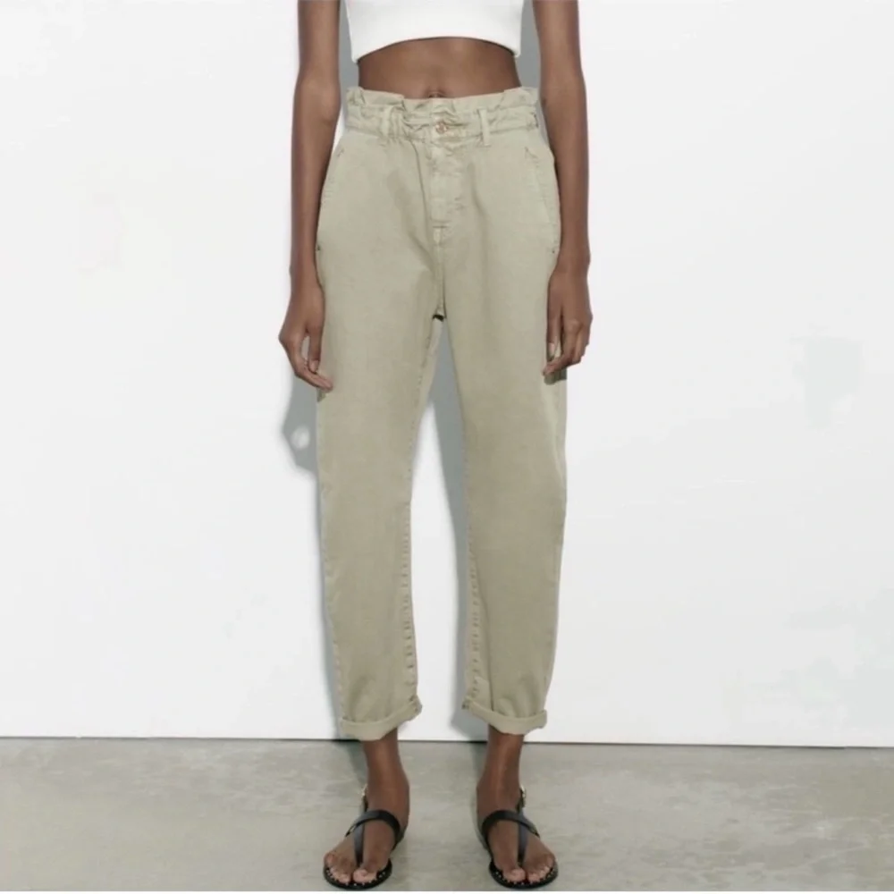 ZARA Paperbag Waist Pants High Rise Women Size 6